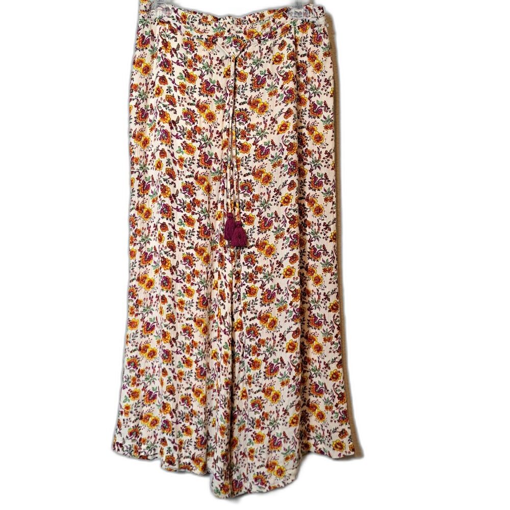 Raga Wide Leg Pants My Paradise Wide Leg Crop Boho Bohemian Floral Women's Sz S